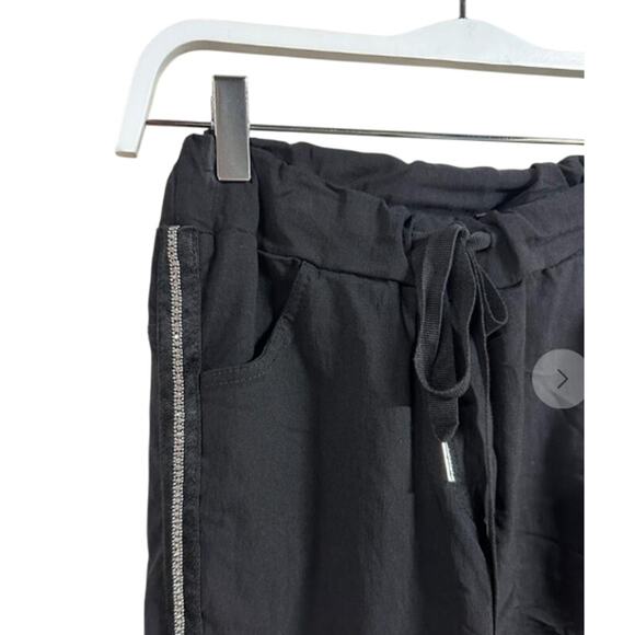 RHINESTONE SIDE STRIPE CRINKLE JOGGER 60679-60038 SMALL - Picture 5 of 6